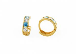 Kék-fehér köves kerek arany baba és gyermek fülbevaló 8mm - Arany baba fülbevalók