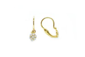 7 fehér köves virágos arany baba fülbevaló - Arany baba fülbevalók