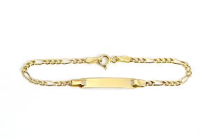 Arany baba karkötő Figaro fényes lapbetéttel - 