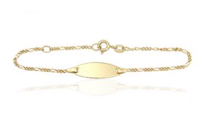 Baba arany karkötő Figaro gravírozható lapbetéttel állítható - Ezüst gyerek fülbevaló