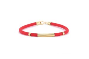 Arany baba karkötő kaucsuk piros - 