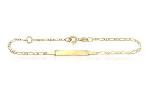 Baba és gyermek arany karkötő pálcás Figaro gravírozható lapbetéttel állítható  - Ezüst baba fülbevalók