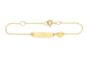 Baba arany karkötő vékony Anker szívvel és gravírozható lapbetéttel - Ezüst baba fülbevalók