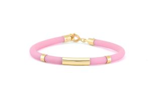 Baba arany karkötő kaucsuk rózsaszín - Ezüst gyerek fülbevaló