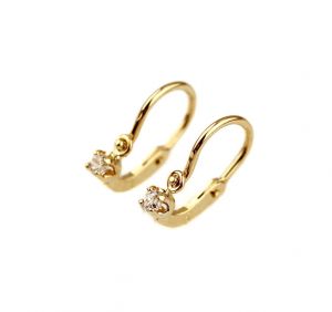 Arany baba fülbevaló fehér egy köves - Arany baba fülbevalók