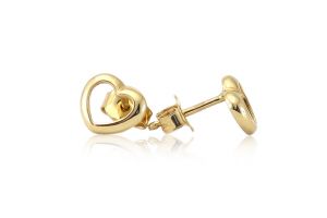 Arany fülbevaló stekkeres áttört szívecske - Arany baba fülbevalók