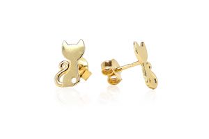 Arany fülbevaló stekkeres cica - Ezüst gyerek fülbevaló
