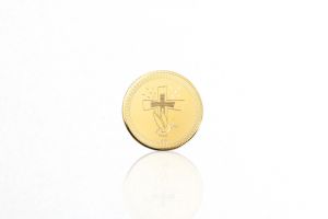 Arany keresztelési ajándék pólyapénz emlékérem Galamb kereszttel - Ezüst baba fülbevalók