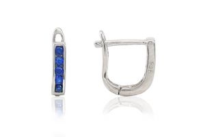 Ezüst baba és gyermek fülbevaló franciakapcsos sötétkék kövekkel - Ezüst gyerek fülbevaló