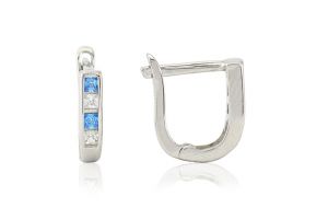 Ezüst baba és gyermek fülbevaló franciakapcsos világoskék és fehér kövekkel - Ezüst baba fülbevalók