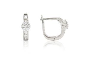 Ezüst baba fülbevaló franciakapcsos kis virág fehér szirmokkal - Ezüst baba fülbevalók