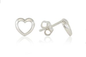 Ezüst fülbevaló bedugós keret apró szív - Arany baba fülbevalók