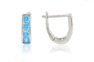 Ezüst gyermek fülbevaló franciakapcsos világoskék kövekkel - Ezüst gyerek fülbevaló