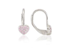 Ezüst gyermek fülbevaló patentzáras szívecske ródiumbevonatos - Ezüst gyerek fülbevaló