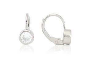 Ezüst gyermek fülbevaló patentzáras nagy button ródiumbevonatos fehér - Ezüst gyerek fülbevaló