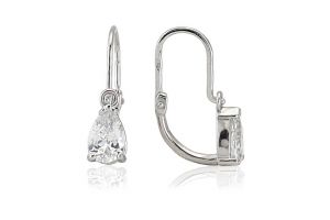 Fehér arany fülbevaló elölkapcsos csepp alakú kővel fehér - Arany baba fülbevalók