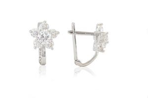 Fehér arany baba fülbevaló franciakapcsos virág fehér kővel - Arany baba fülbevalók