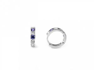  Fehérarany gyermek karika fülbevaló lila-fehér kővel 8mm - Ezüst gyerek fülbevaló