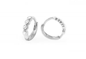 Négy fehér kövecskés, kerek baba és gyermek ezüst fülbevaló - Ezüst gyerek fülbevaló