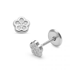 LISA fehér arany baba fülbevaló csillogó virág JTAG-0428 - Arany baba fülbevalók