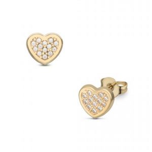LISA arany gyermek fülbevaló stekkeres köves szívecske JTAG-0540 - Ezüst baba fülbevalók