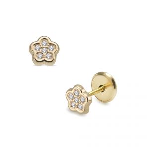 LISA arany baba fülbevaló csillogó virág JTAG-0694 - Arany baba fülbevalók