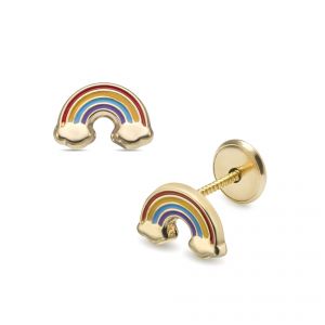 LISA arany gyermek fülbevaló csavaros szivárvány JTAG-0695 - 