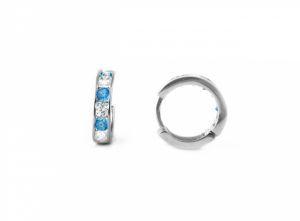 Fehérarany karika babafülbevaló 8mm világoskék-fehér - Arany baba fülbevalók