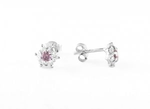 Orgona és fehér köves apró ezüst gyermek fülbevaló - 