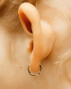 Rózsaszín köves karika arany baba fülbevaló 8mm - 