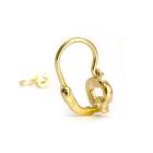 Arany baba fülbevaló fehér oldalt kővel - áttört szív forma, 14K előlkapcsos zár