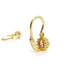 Arany baba fülbevaló rózsaszín kővel - 14K előlkapcsos klasszikus fazon
