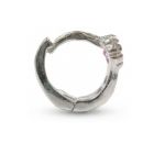 Ezüst baba fülbevaló karika rózsaszín-fehér kövekkel