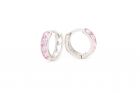 Fehér arany baba fülbevaló karika rózsaszín kövekkel 6mm
