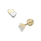 LISA arany és fehér arany baba és gyermek fülbevaló csavaros dupla szívecske JTAG-0280