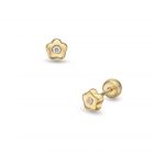 LISA arany baba fülbevaló csavaros egy pici köves virág JTAG-0338